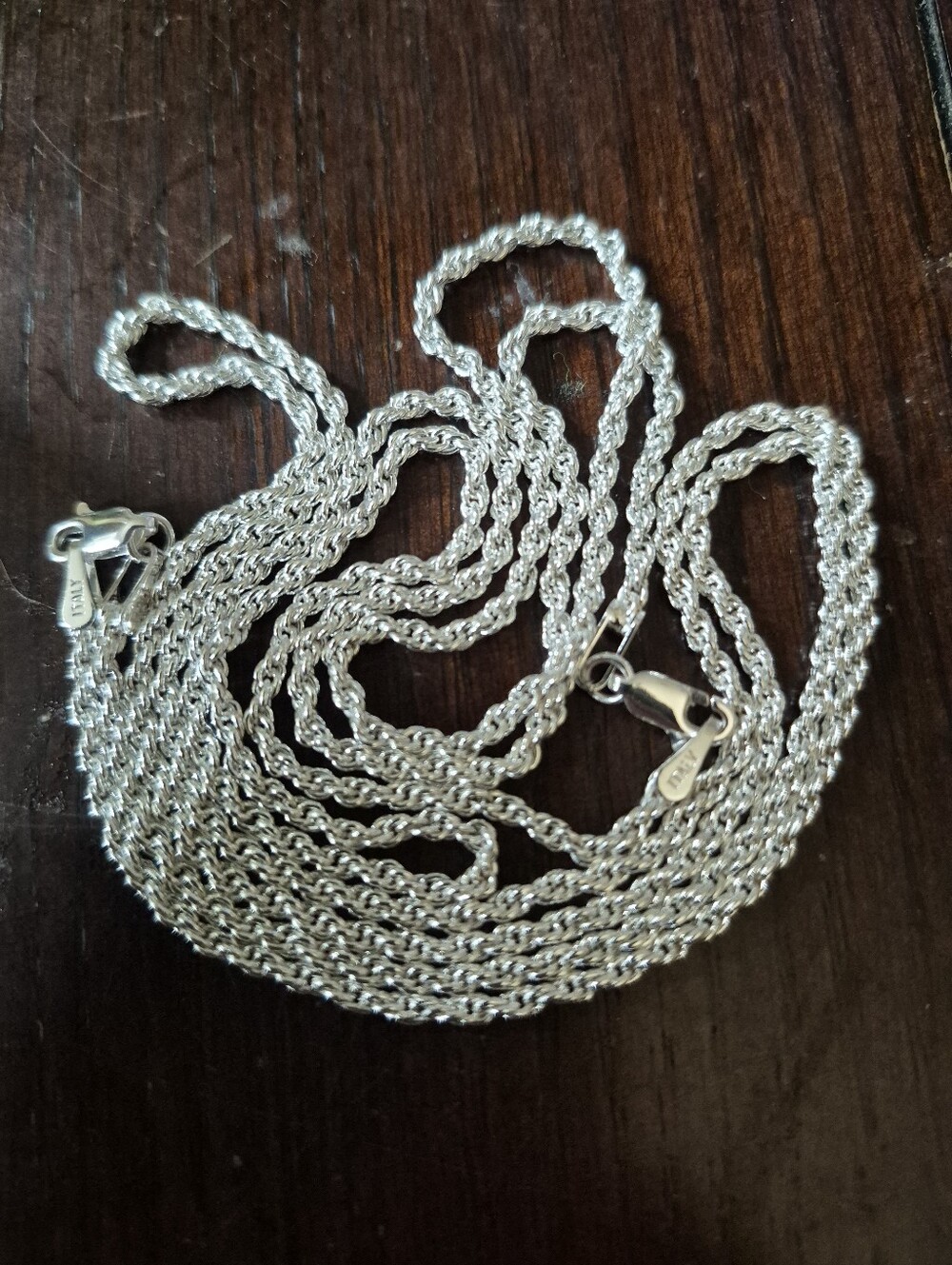 2 SEPERATE NECKLACES They Are Both Made In ITALY 925 Sterling SILVER Rope CHAINS - Picture 13 of 16
